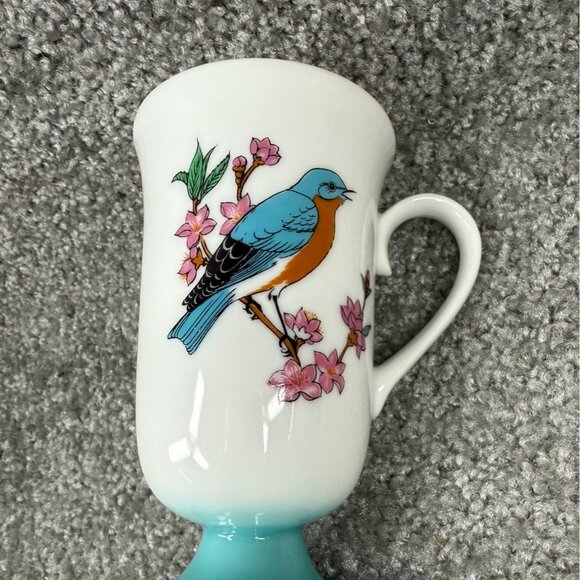 Decorative Pedestal Coffee Mugs Fred Roberts 4 Different Birds Colorful Kitchen - Picture 6 of 16